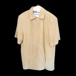 100% Silk Tan Short Sleeve Top Vintage